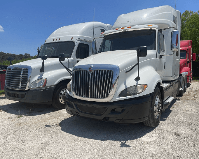 Trucks lined up for sale